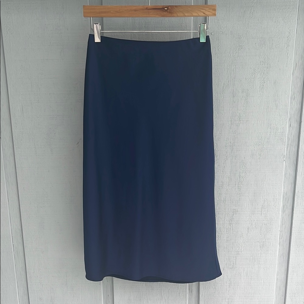 J. Crew Blue Midi Slip Skirt for‎ Work